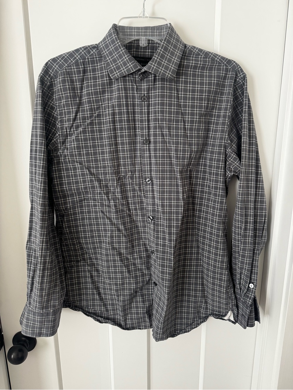 John Varvatos Gray Plaid Button-Down Shirt slim fit